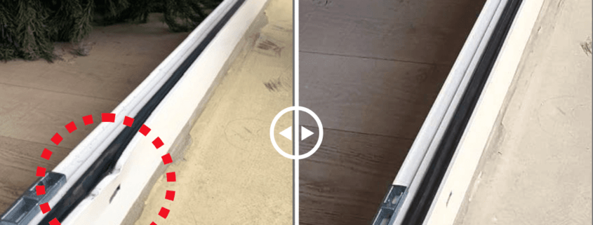 Réparation et laquage d'une baie vitrée ALU blanc