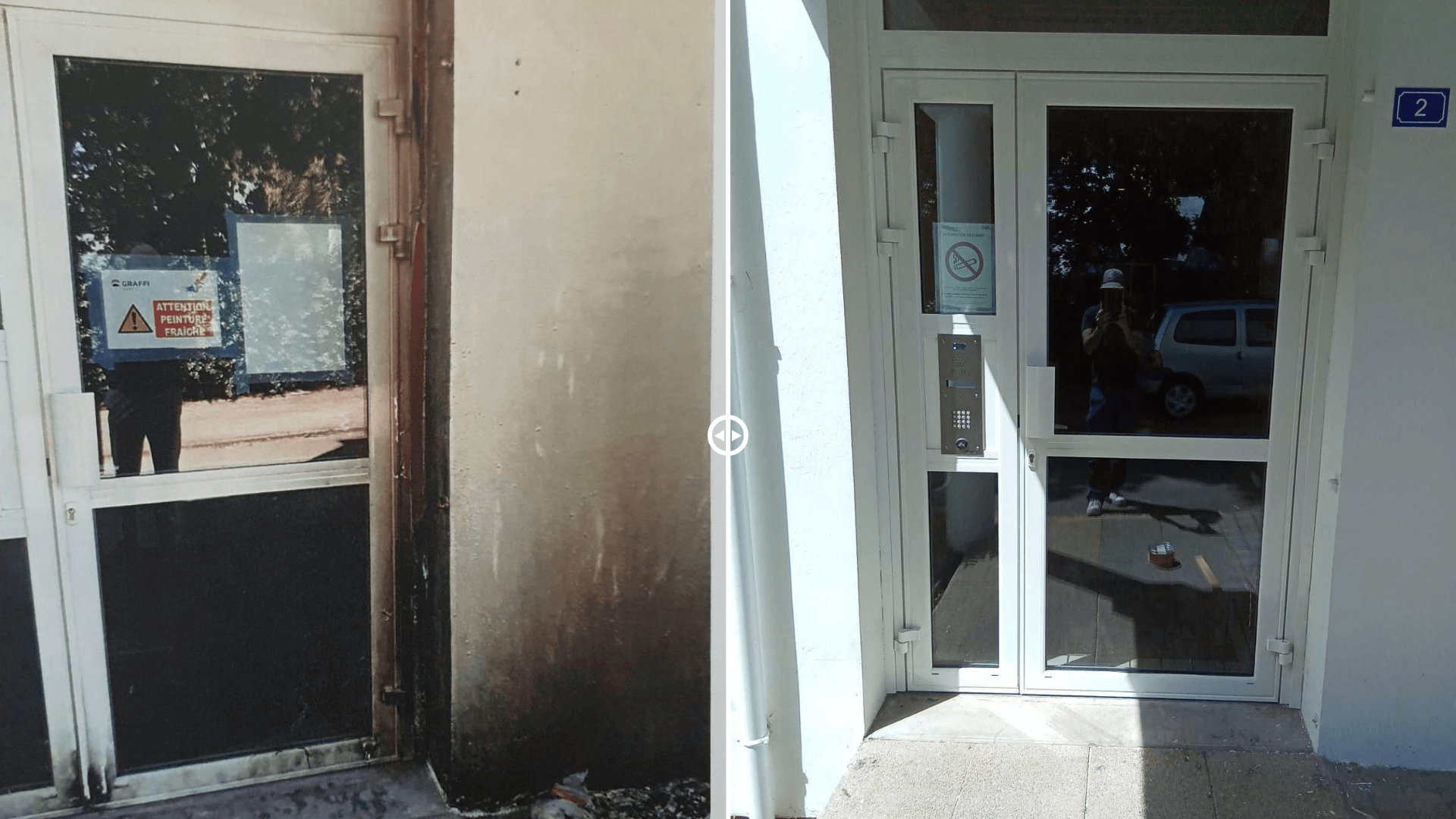 Remise en état à l'identique suite à incendie d'une porte d'entrée alu